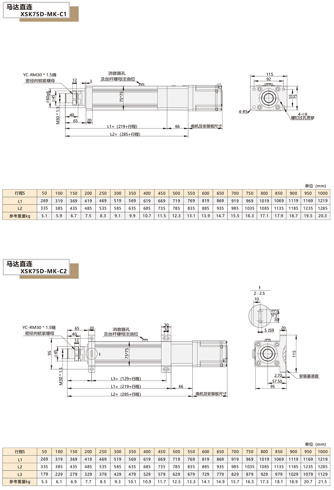 電動(dòng)缸模組XSK-75D